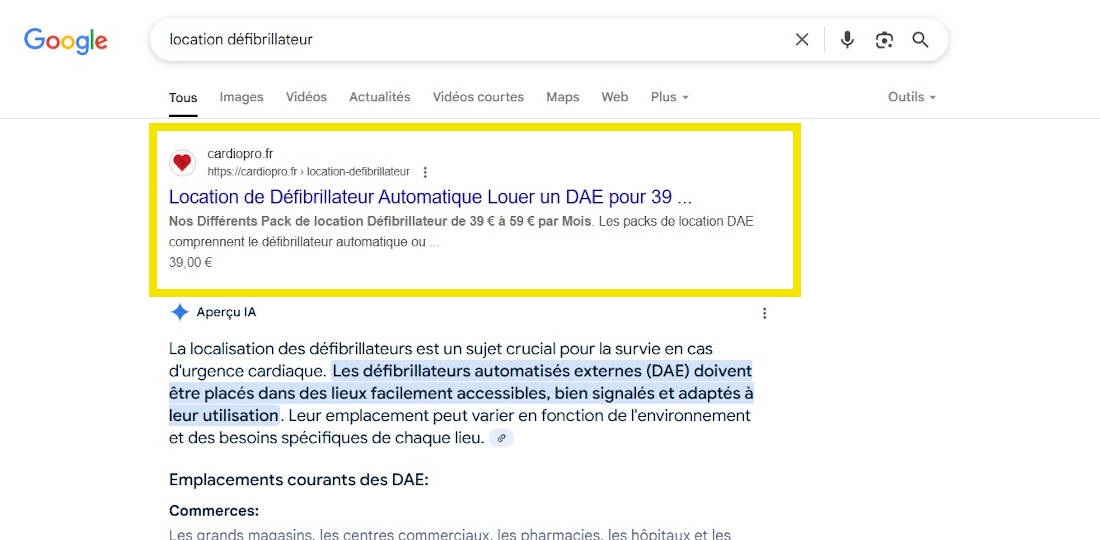 Résultat Google CardioPro